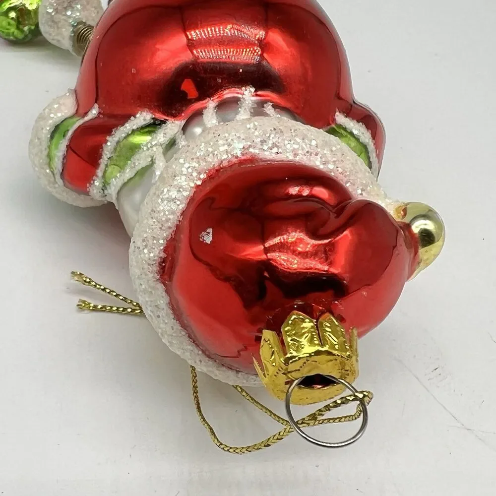 VTG Santa Ornament Indent Reflector Jiggle Leg Christmas Radko Style OWC Germany